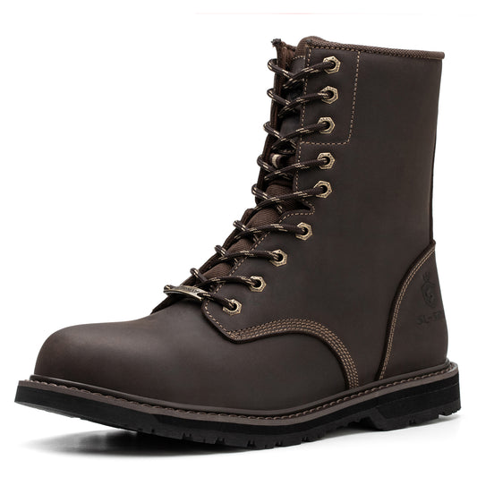 SL-Saint Waterproof Steel Toe 8 Inch Work Boots For Men Loggers and Hunt Industrial&Construction Insulated Safety Winter Shoes Breathable Performance Puncture-proof Footwear