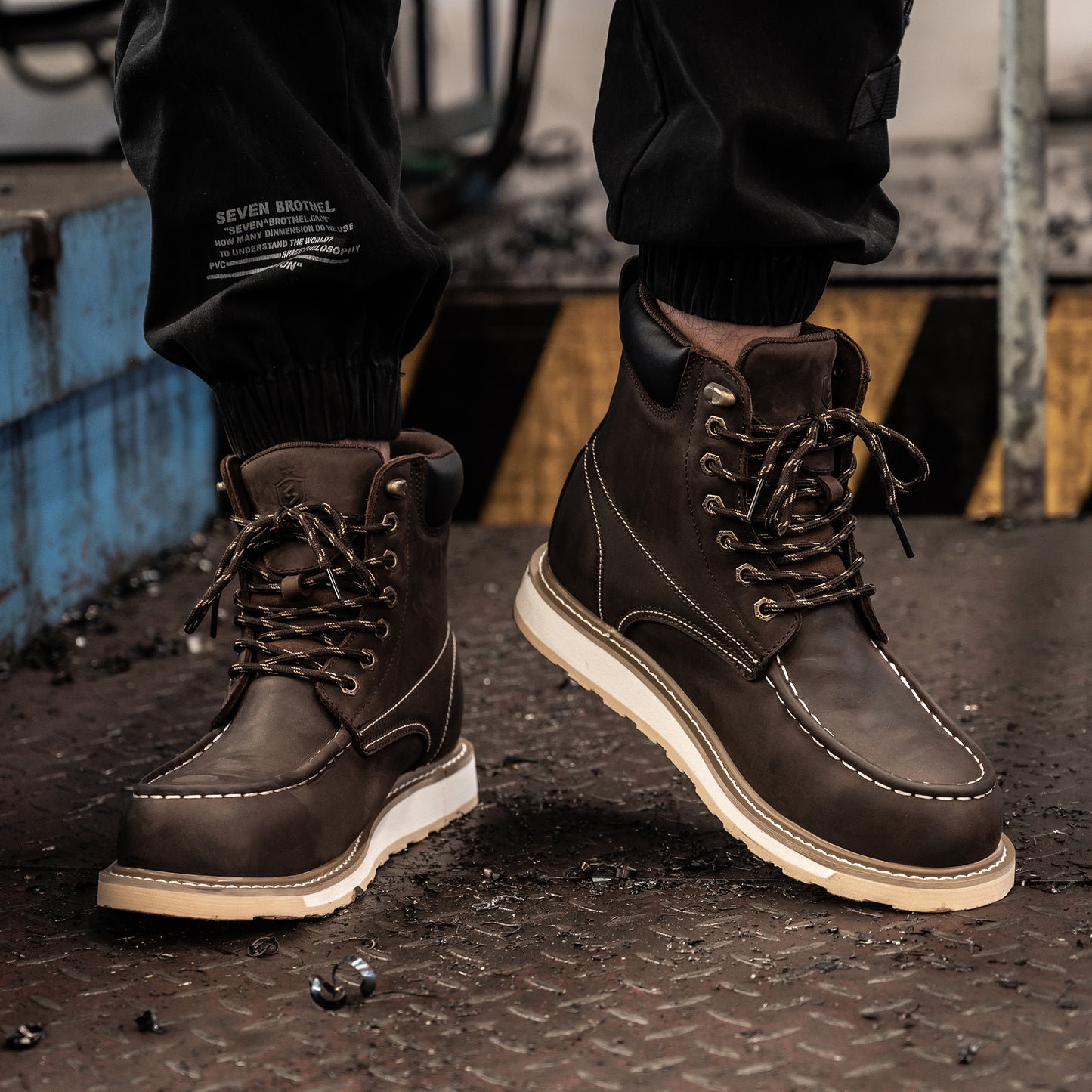 SL-Saint Waterproof Steel Moc Toe Mens Work Boots Classic Fashion Industrial Construction Insulated Safety Comfortable Shoes 6'' Genuine Full Grain Leather Ankle Brown Footwear
