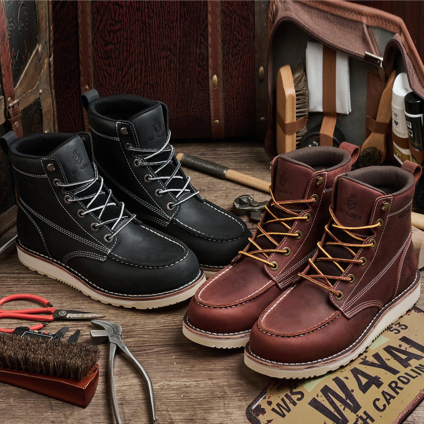 Handmade Waterproof Soft Moc Toe Boots Classic Genuine Leather Welts Ankle