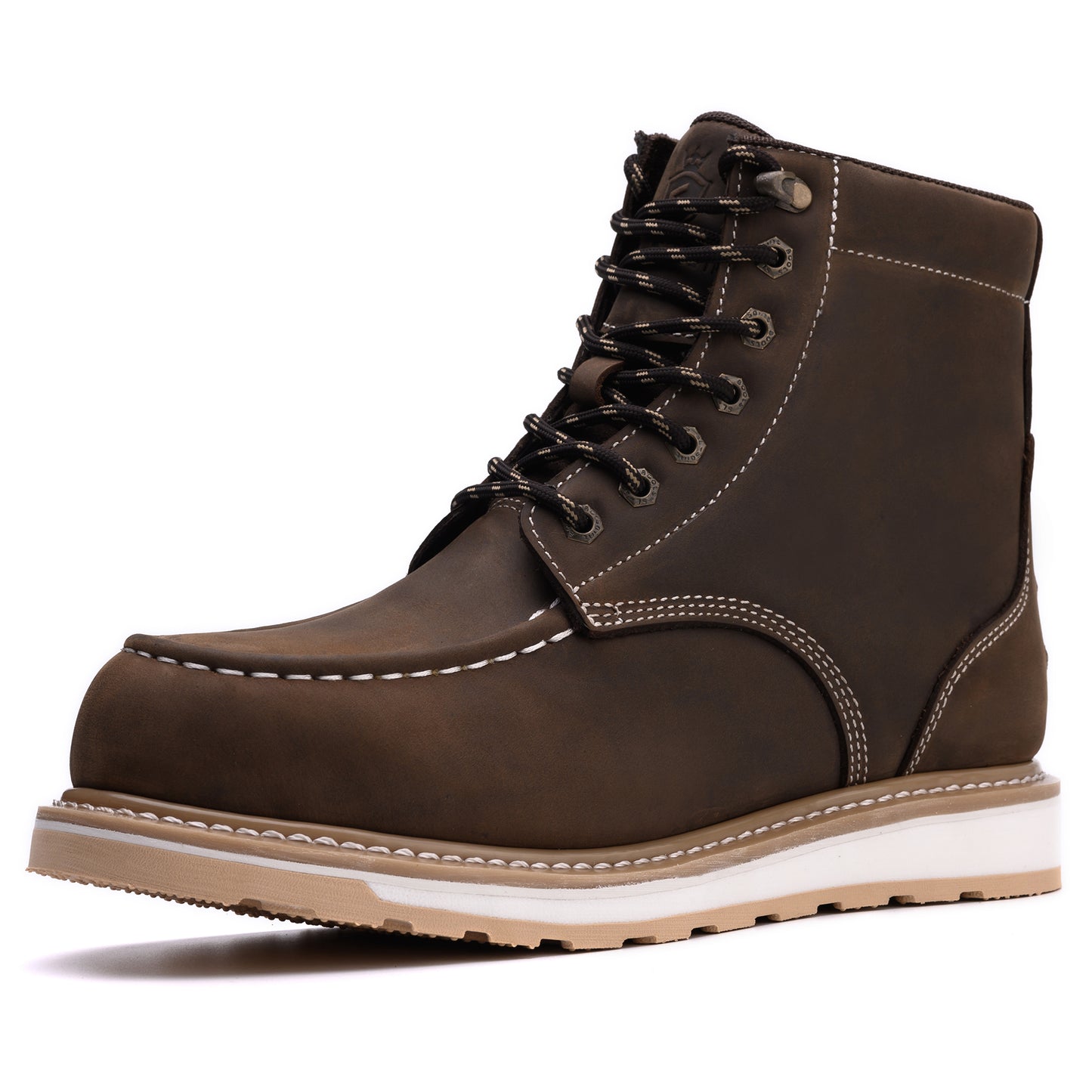 SL-Saint Waterproof Steel Moc Toe Mens Work Boots Classic Fashion Industrial Construction Insulated Safety Comfortable Shoes 6'' Genuine Full Grain Leather Ankle Brown Footwear