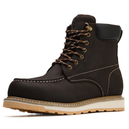 SL-Saint Waterproof Steel Moc Toe Mens Work Boots Classic Fashion Industrial Construction Insulated Safety Comfortable Shoes 6'' Genuine Full Grain Leather Ankle Brown Footwear