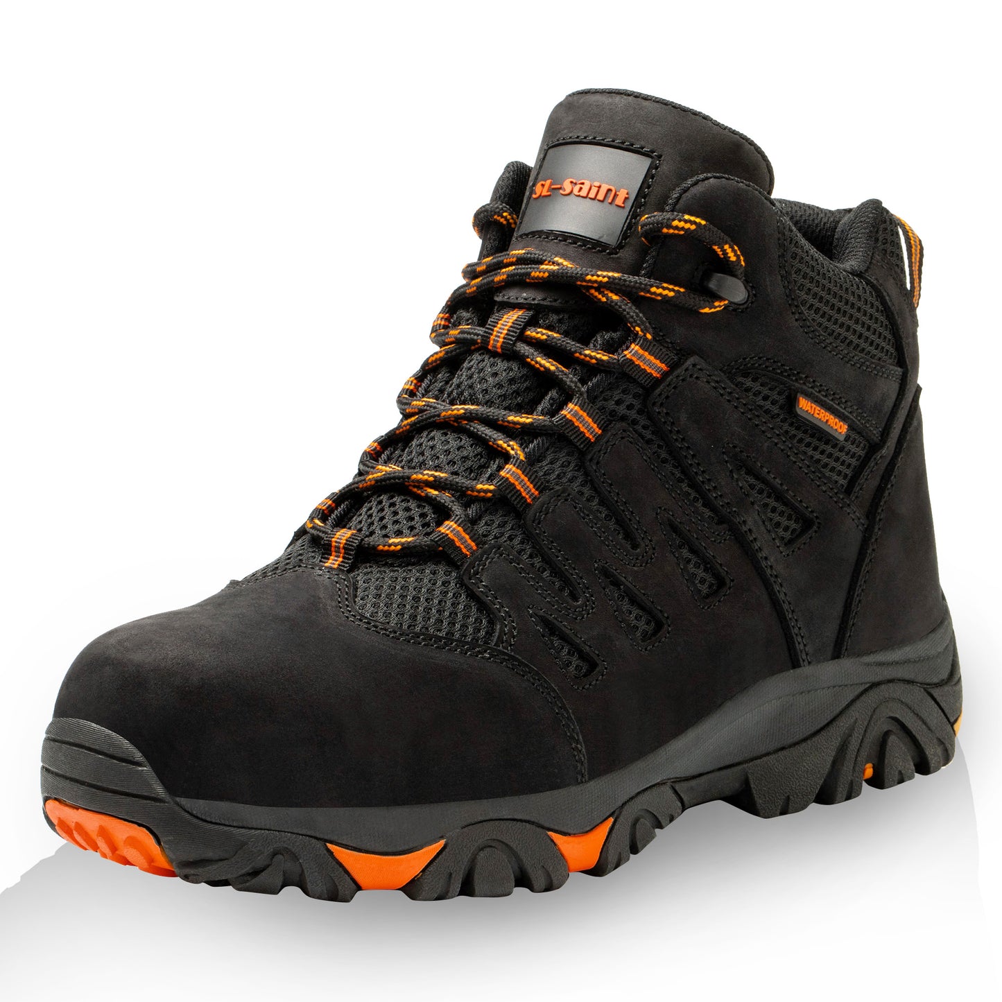 SL-Saint Waterproof Work Boots For Men,Composite Toe Comfortable Insulated Hiking footwear, Full Grain Leather Industrial and Construction Lightweight safety shoes 6 Inch