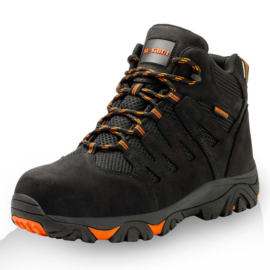SL-Saint Waterproof Work Boots For Men,Composite Toe Comfortable Insulated Hiking footwear, Full Grain Leather Industrial and Construction Lightweight safety shoes 6 Inch