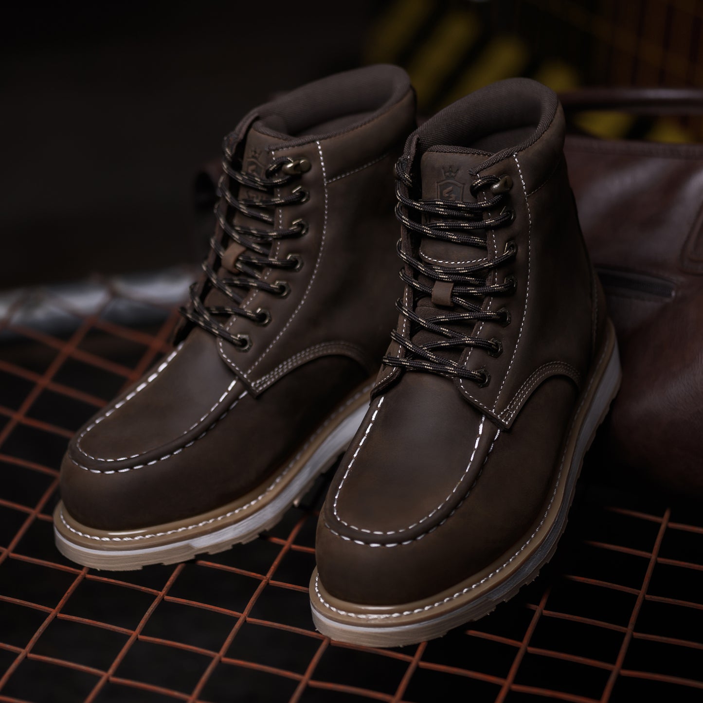 SL-Saint Waterproof Steel Moc Toe Mens Work Boots Classic Fashion Industrial Construction Insulated Safety Comfortable Shoes 6'' Genuine Full Grain Leather Ankle Brown Footwear
