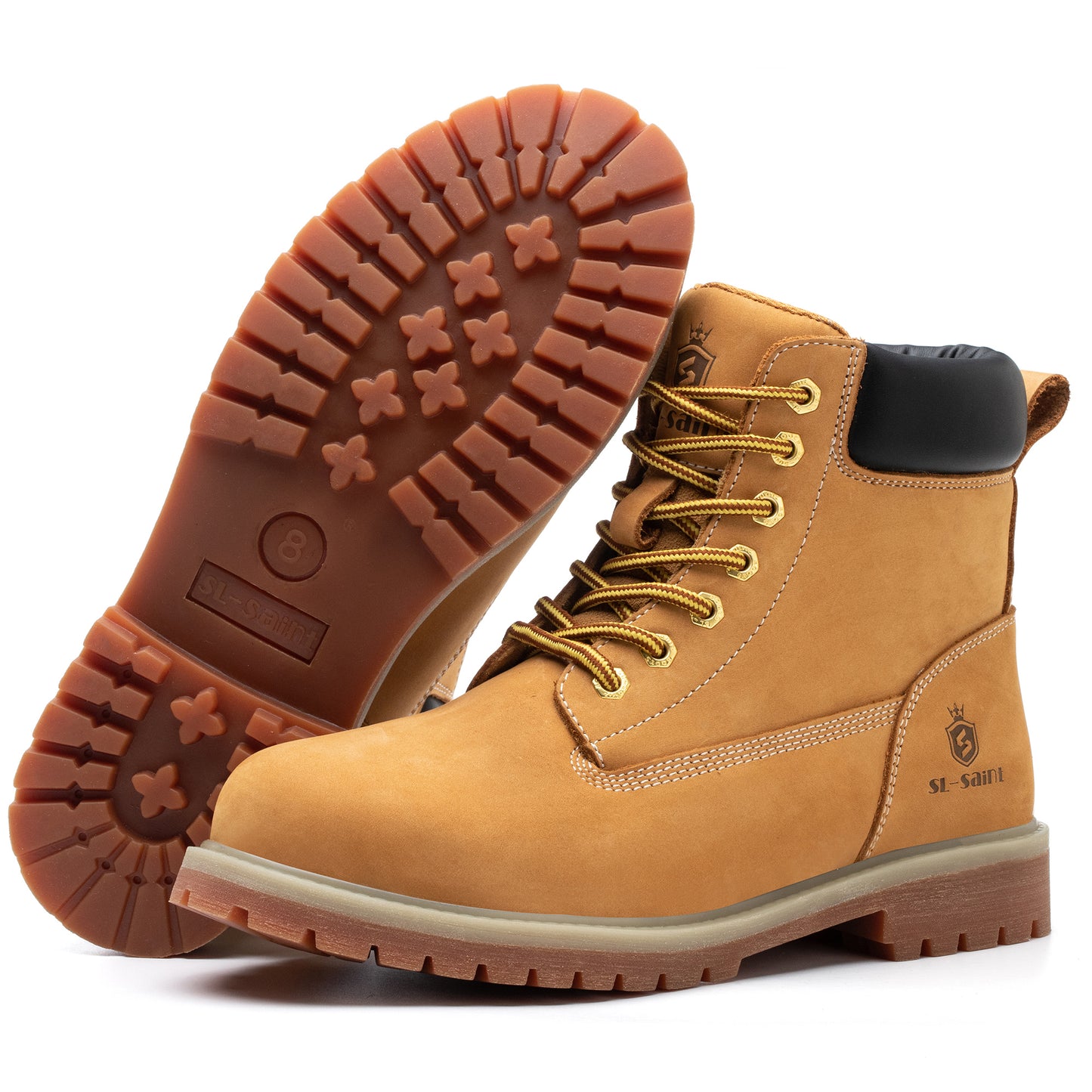 SL-Saint Waterproof Steel Toe Classic UPGRADED Work Boots For Men Industrial&Construction Insulated Safety Shoes Breathable Performance Fashion Hiking Footwear EH Tan 6 Inch