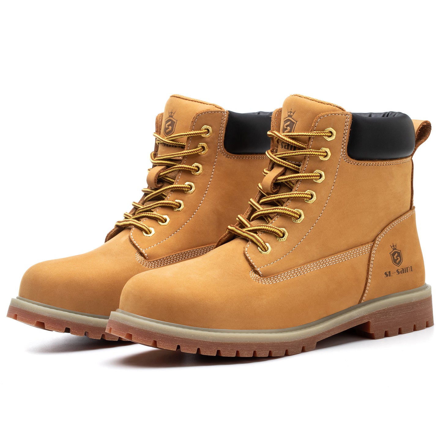 SL-Saint Waterproof Steel Toe Classic UPGRADED Work Boots For Men Industrial&Construction Insulated Safety Shoes Breathable Performance Fashion Hiking Footwear EH Tan 6 Inch