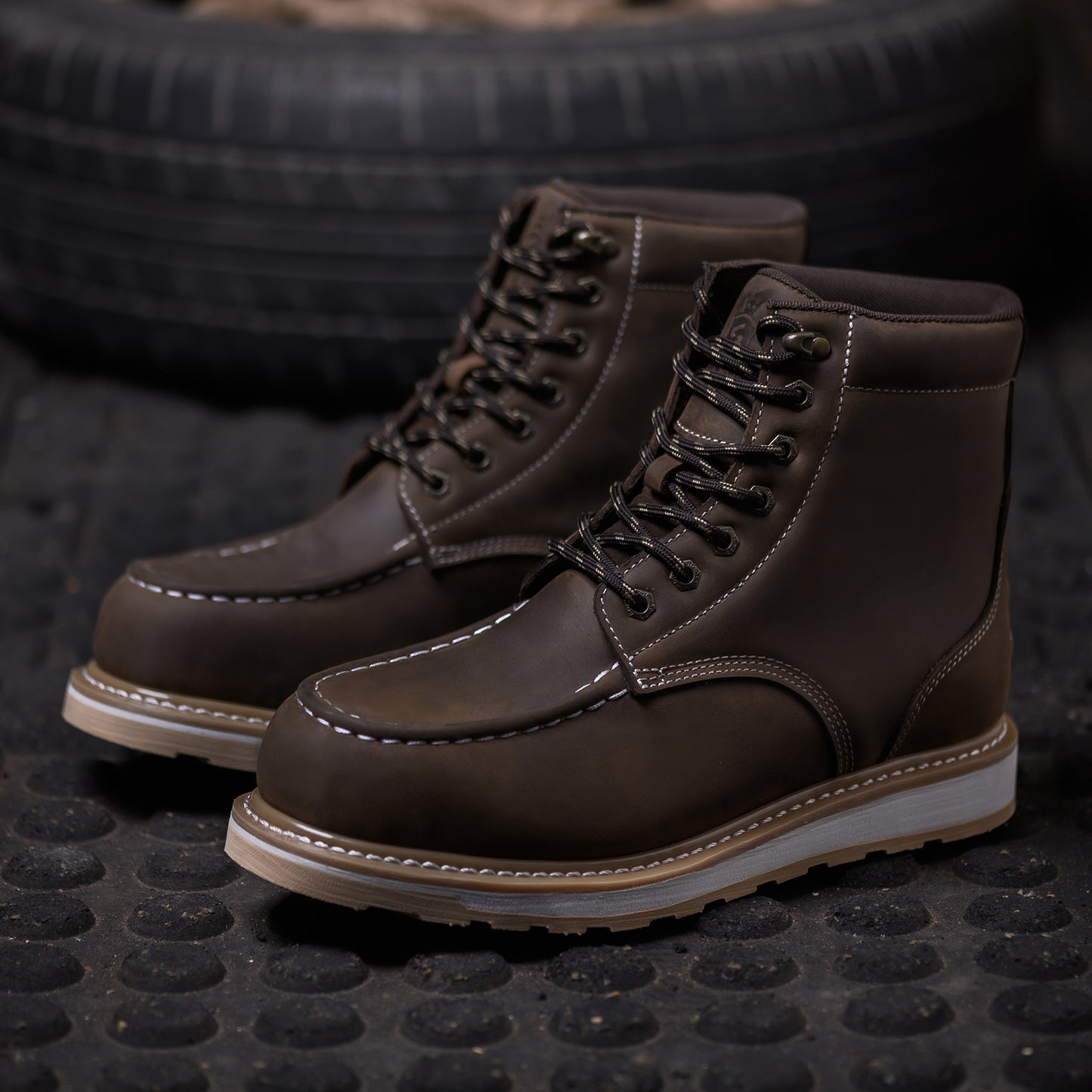 SL-Saint Waterproof Steel Moc Toe Mens Work Boots Classic Fashion Industrial Construction Insulated Safety Comfortable Shoes 6'' Genuine Full Grain Leather Ankle Brown Footwear
