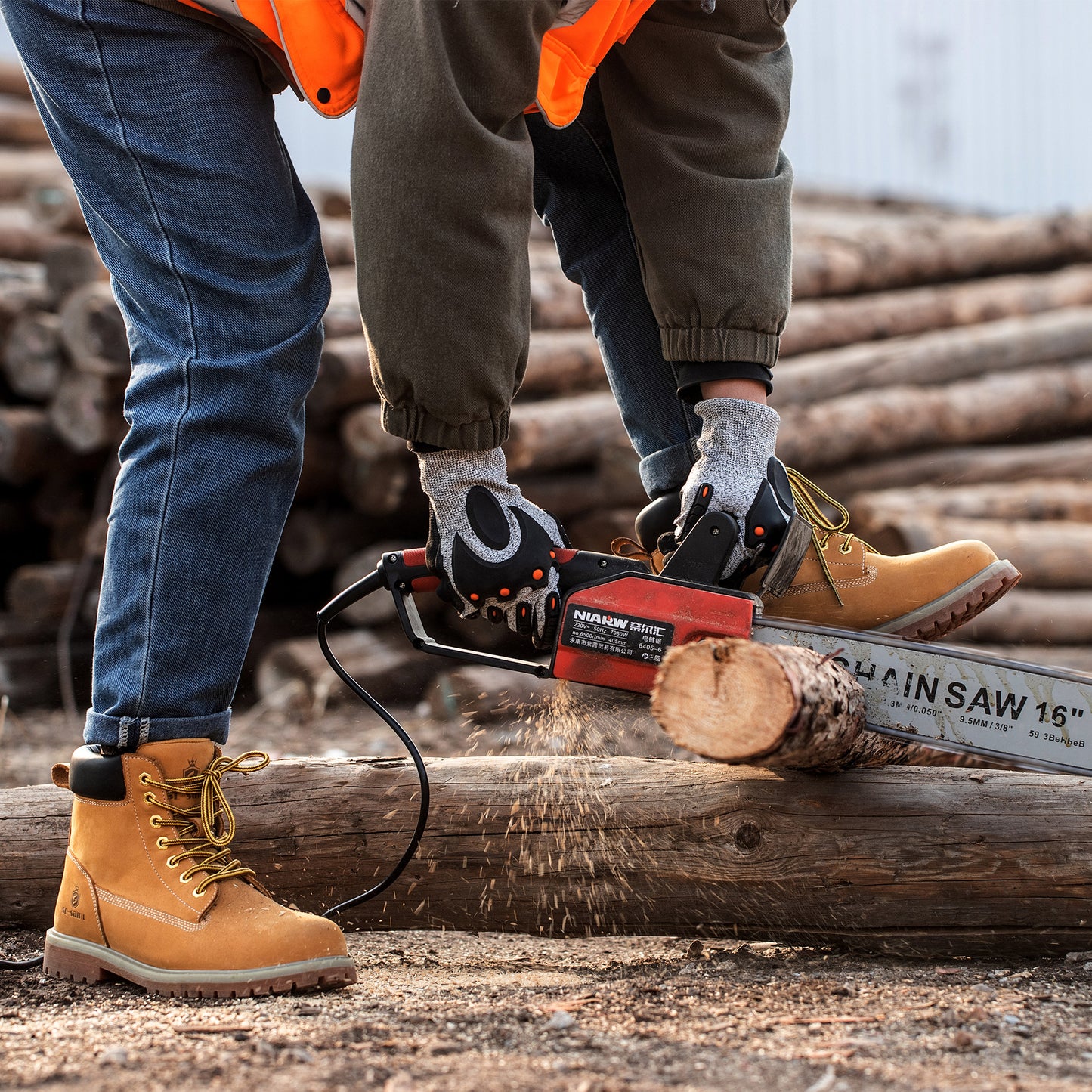 SL-Saint Waterproof Steel Toe Classic UPGRADED Work Boots For Men Industrial&Construction Insulated Safety Shoes Breathable Performance Fashion Hiking Footwear EH Tan 6 Inch