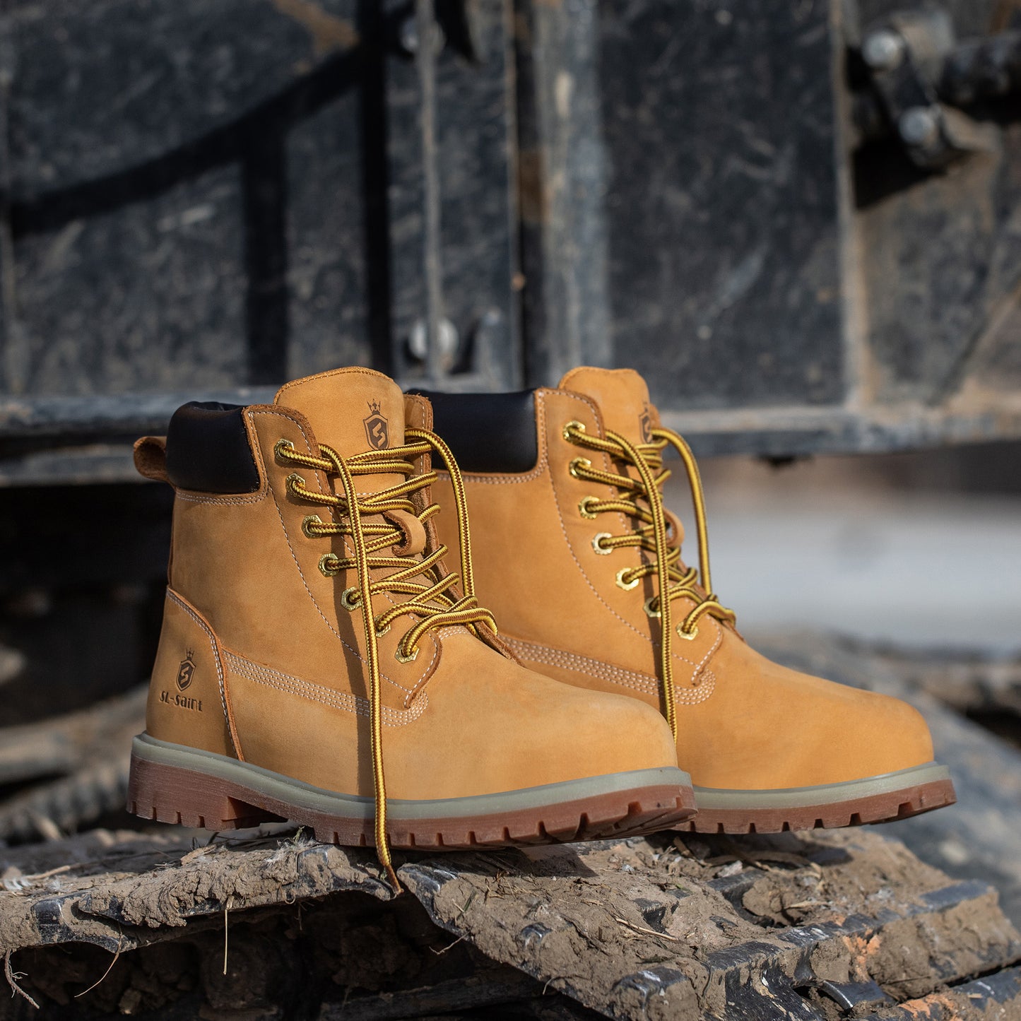 SL-Saint Waterproof Steel Toe Classic UPGRADED Work Boots For Men Industrial&Construction Insulated Safety Shoes Breathable Performance Fashion Hiking Footwear EH Tan 6 Inch