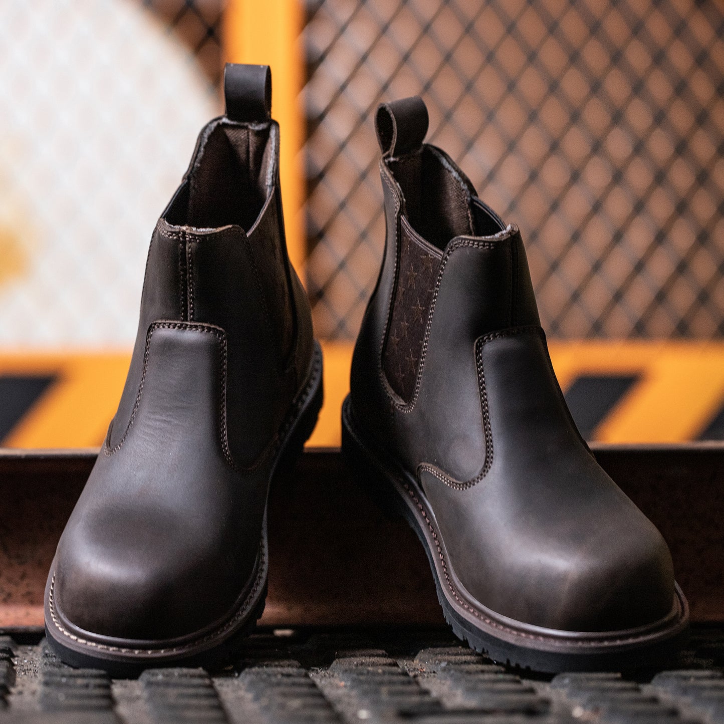 SL-Saint Composite Toe Chelsea Work Boots for Men Fashion Classic Ankle Industrial Construction Insulated Safety Shoes 6 Inch Full Grain Leather Brown
