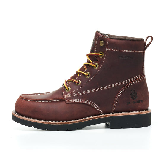 Handmade Waterproof Soft Moc Toe Boots Classic Genuine Leather Welts Ankle