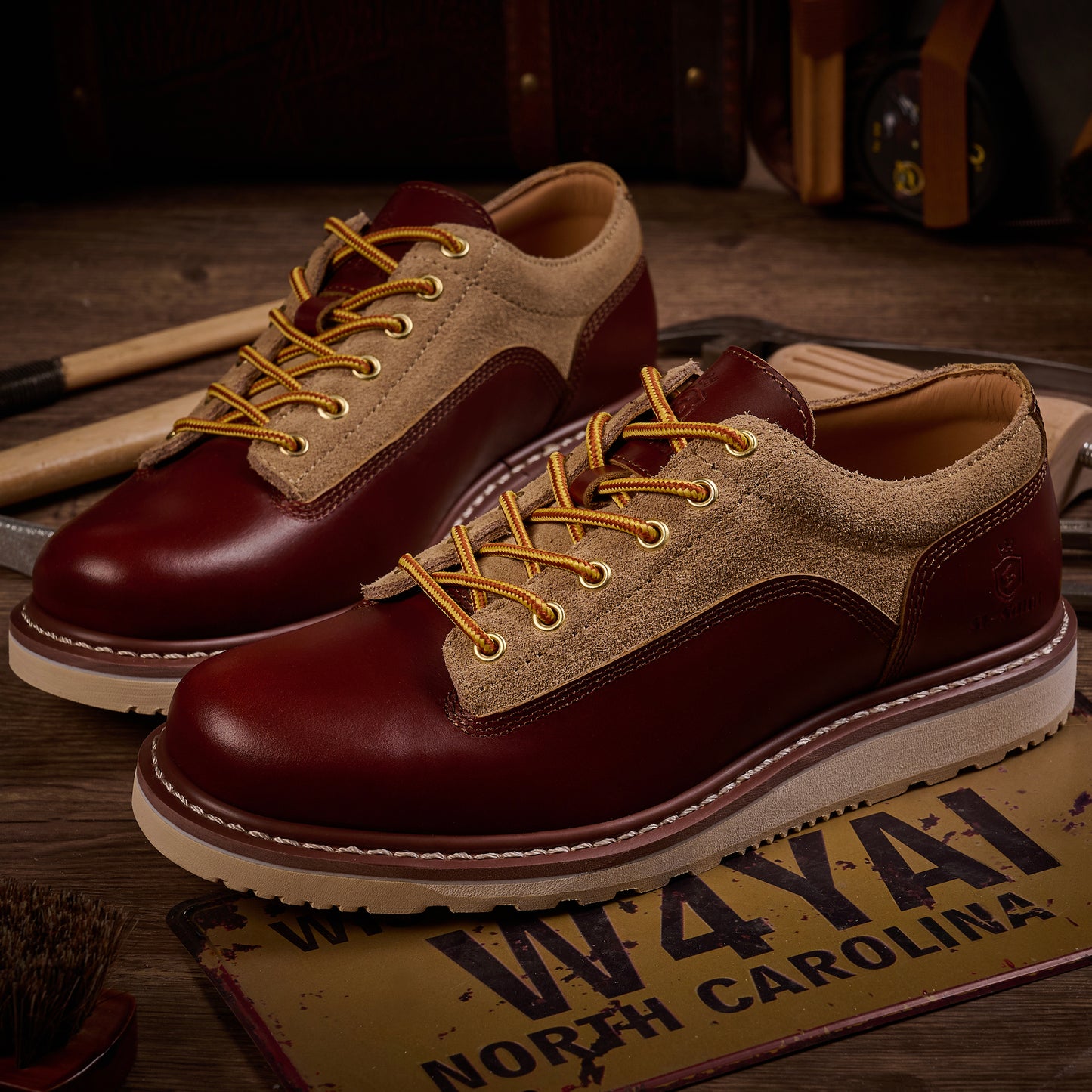 Men's Handmade Low Cup Fashion Boots Genuine Cowhide Shoes Fashion Lace Up