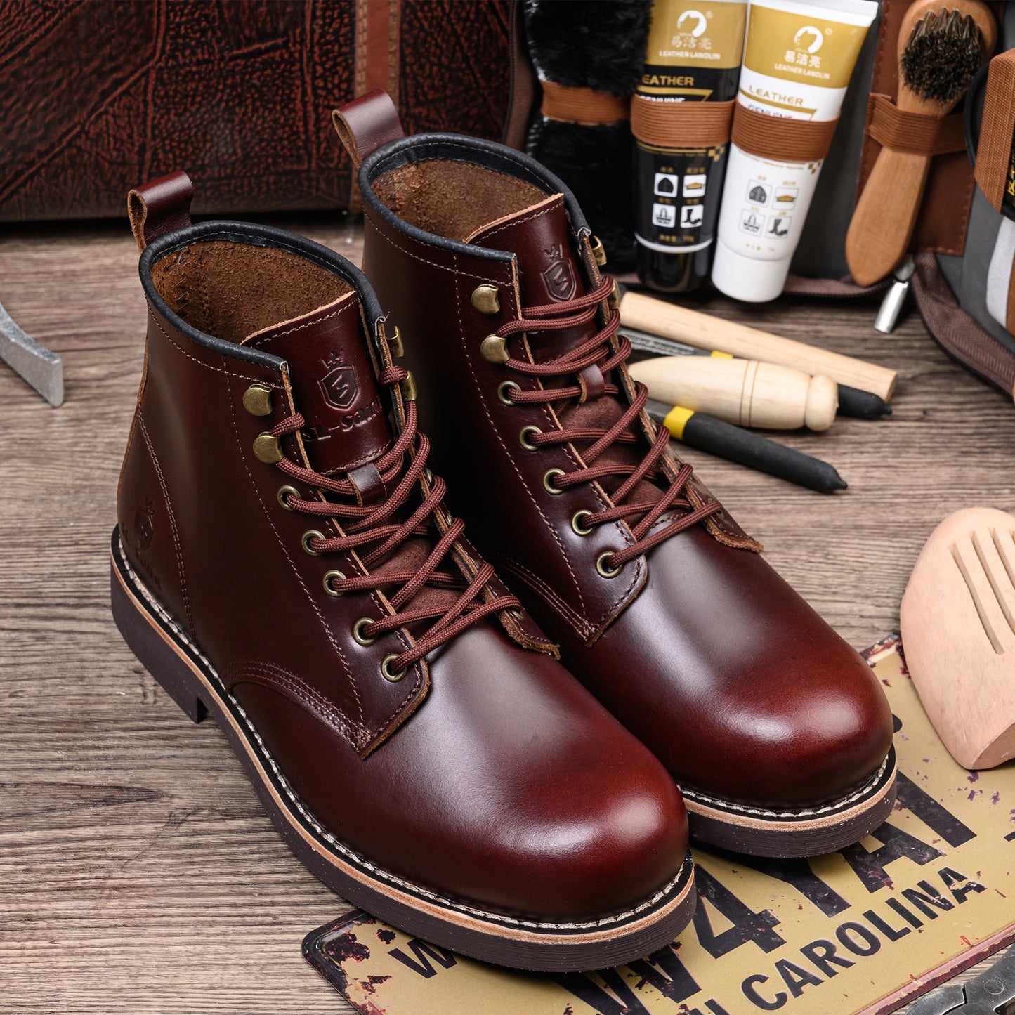 Men's Handmade Soft Toe Classic Boots Waterproof-Leather Cowhide/Wool Fashion Comfort Shoes