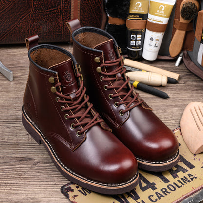 Men's Handmade Soft Toe Classic Boots Waterproof-Leather Cowhide/Wool Fashion Comfort Shoes