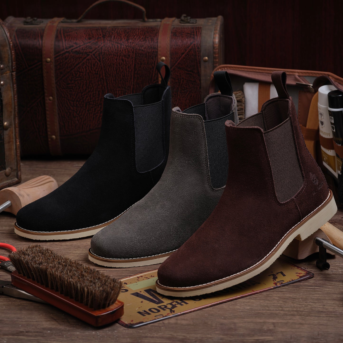 Handmade Classic Chelsea Boots for Men Fashion Genuine Cowhide Slip On Casual
