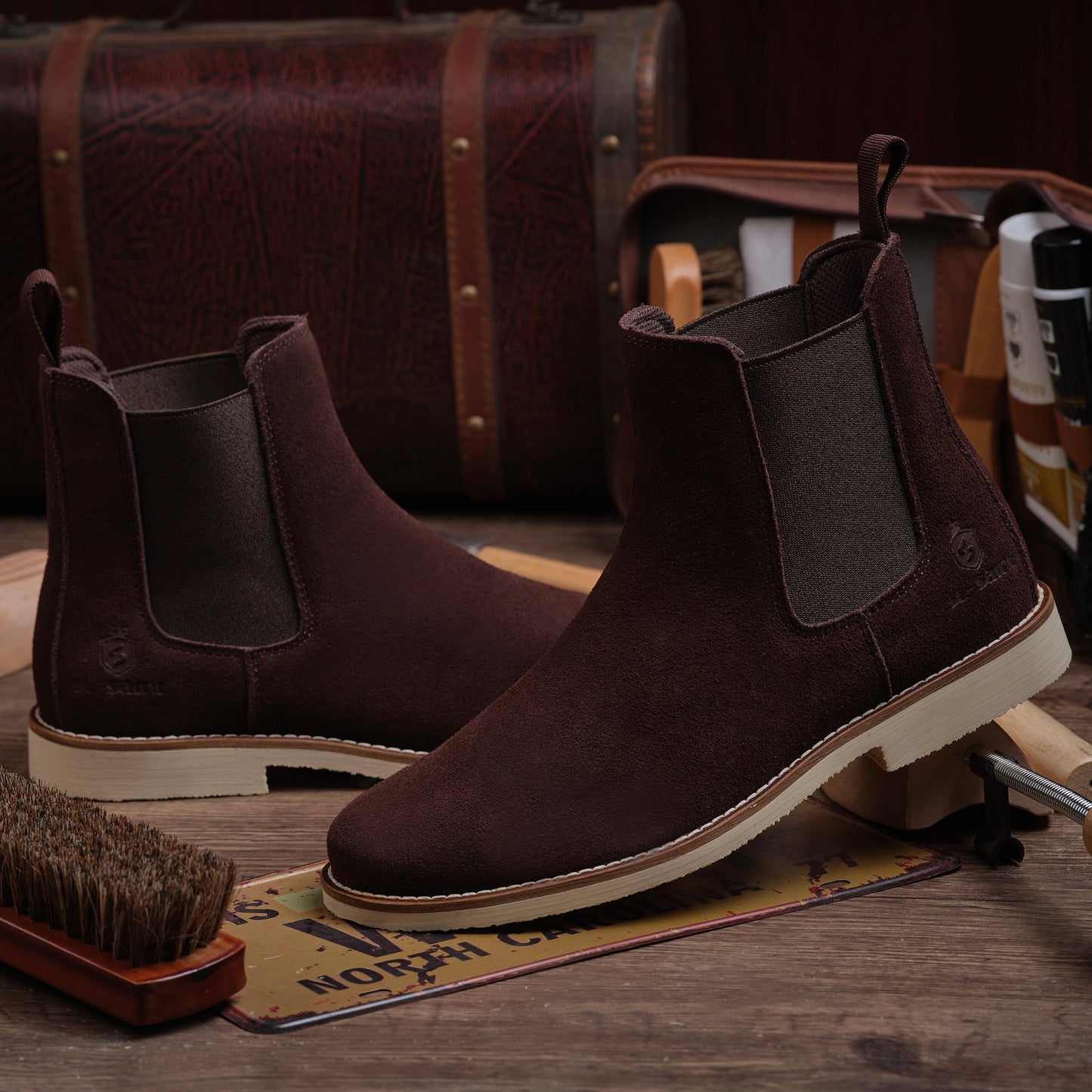 Handmade Classic Chelsea Boots for Men Fashion Genuine Cowhide Slip On Casual