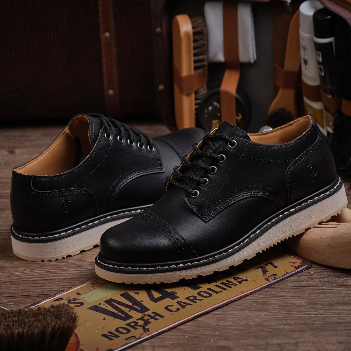 Men's Handmade Low Cup Fashion Boots Genuine Cowhide Shoes Fashion Lace Up