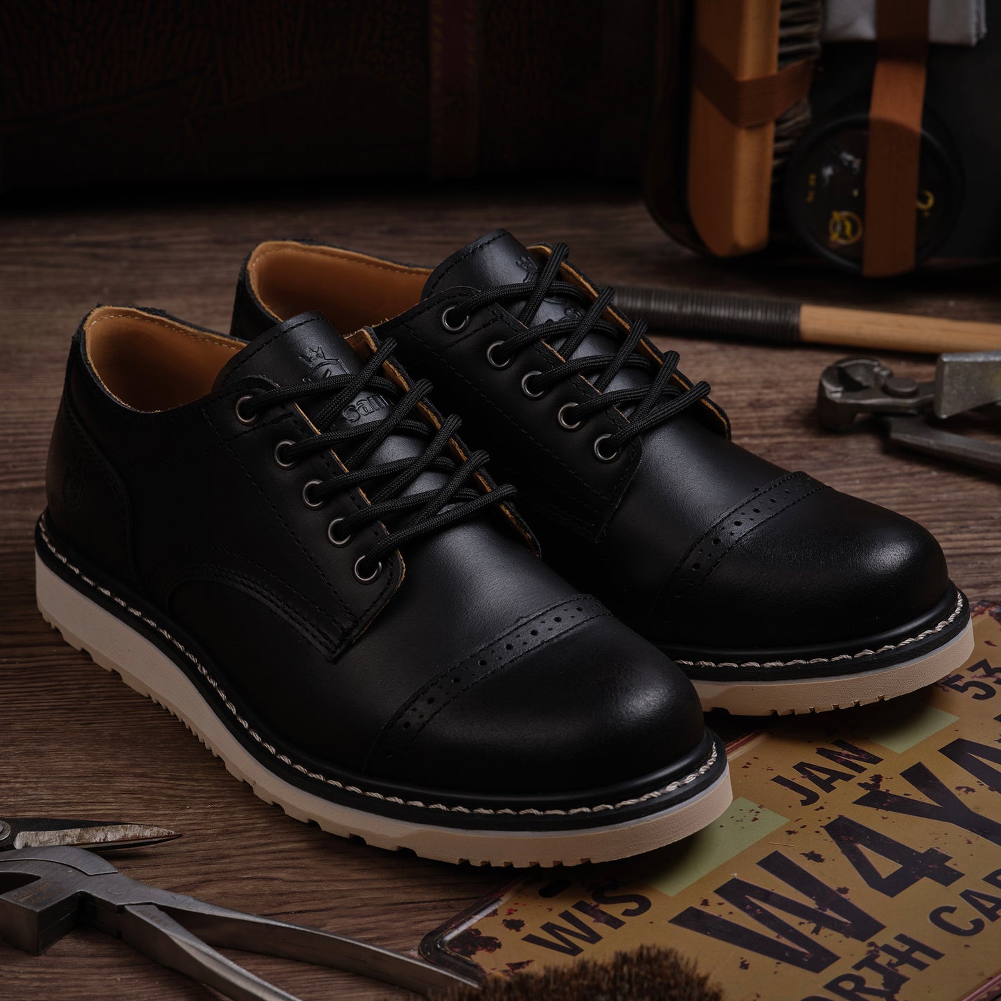 Men's Handmade Low Cup Fashion Boots Genuine Cowhide Shoes Fashion Lace Up