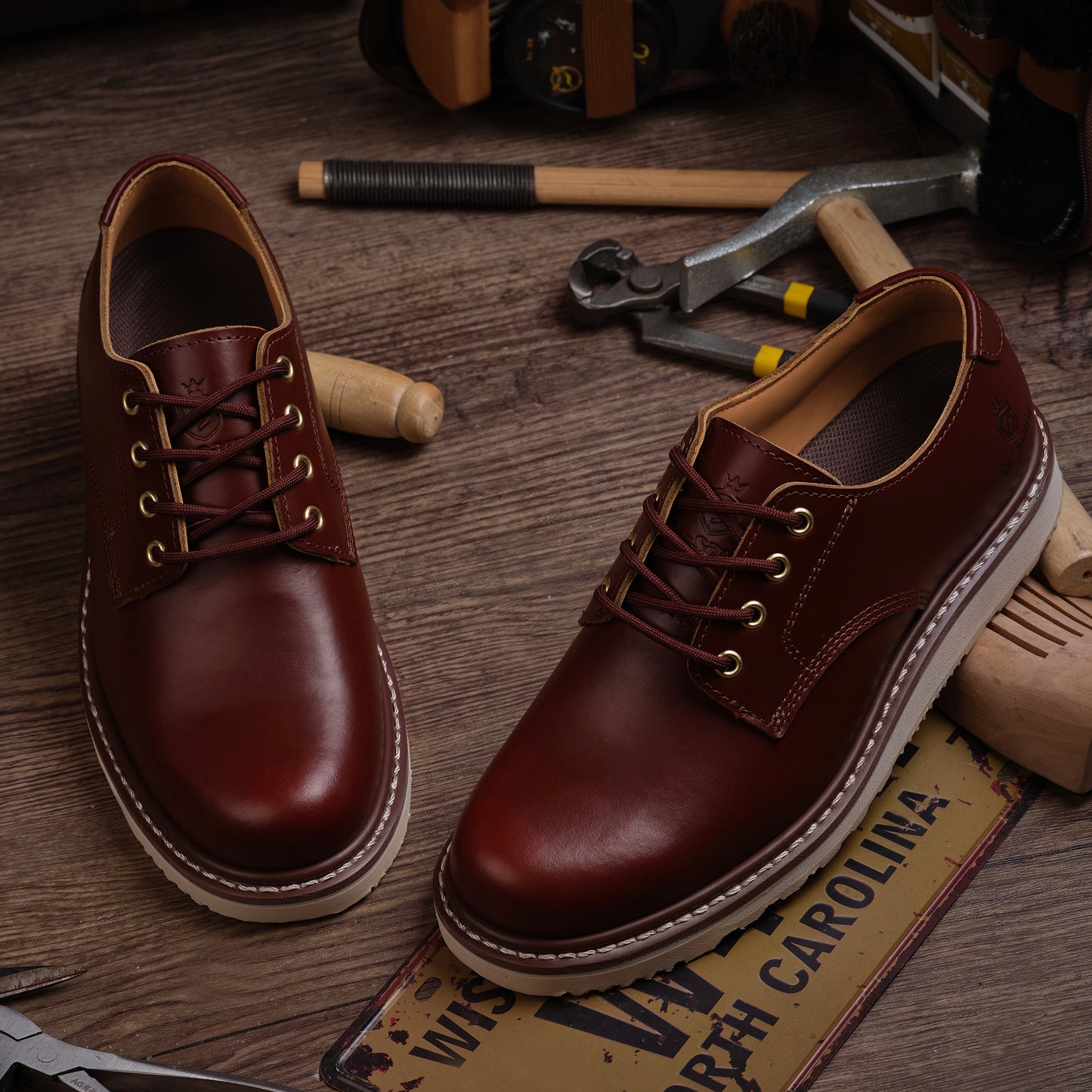 Men's Handmade Low Cup Fashion Boots Genuine Cowhide Shoes Fashion Lace Up