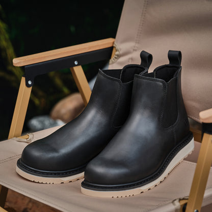 Handmade Soft Toe Chelsea Boots For Men Classic Fashion Genuine Good-year-Welted Full Grain Leather Ankle Basic Work Shoes