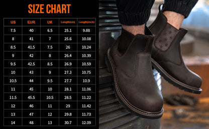 SL-Saint Composite Toe Chelsea Work Boots for Men Fashion Classic Ankle Industrial Construction Insulated Safety Shoes 6 Inch Full Grain Leather Brown