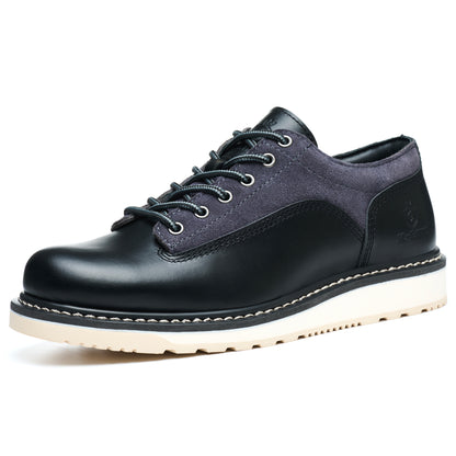 Men's Handmade Low Cup Fashion Boots Genuine Cowhide Shoes Fashion Lace Up