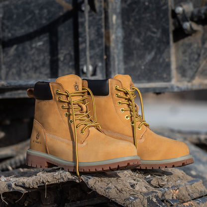 SL-Saint Waterproof Steel Toe Classic UPGRADED Work Boots For Men Industrial&Construction Insulated Safety Shoes Breathable Performance Fashion Hiking Footwear EH Tan 6 Inch