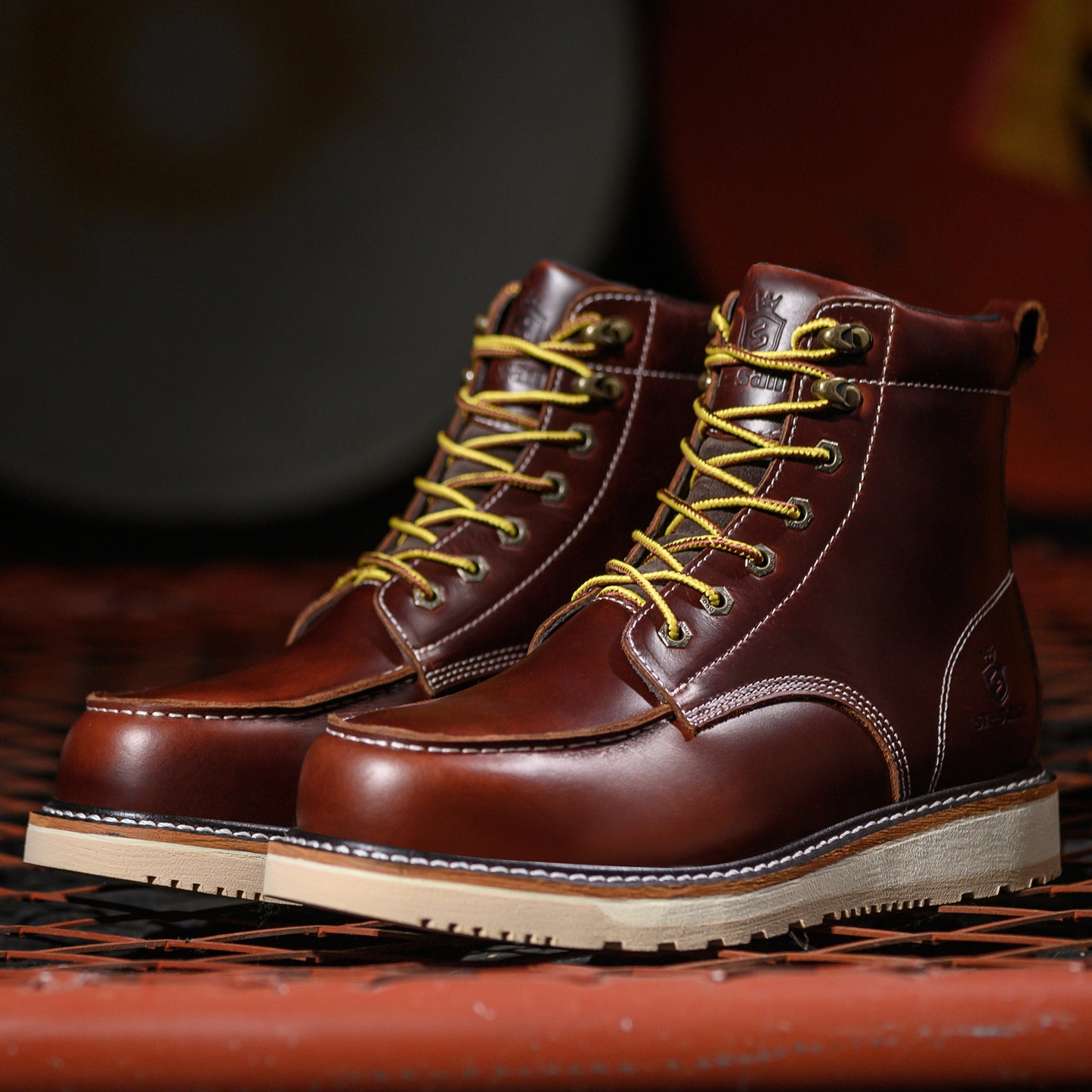 Handmade Soft Moc Toe Waterproof Good year-welted Boots 6’’ Classic Full Grain Leather Fashion