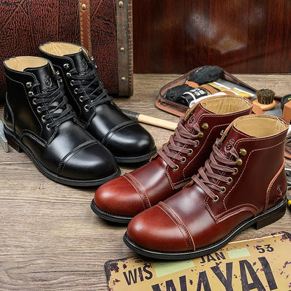 Handmade Soft Toe Men's Classic Boots Waterproof-Leather Cowhide Fashion Winter Shoes
