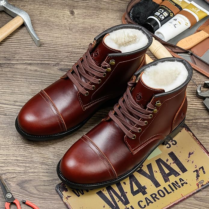 Handmade Soft Toe Men's Classic Boots wool Lining Fashion Winter Shoes