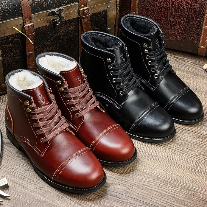 Handmade Soft Toe Men's Classic Boots wool Lining Fashion Winter Shoes