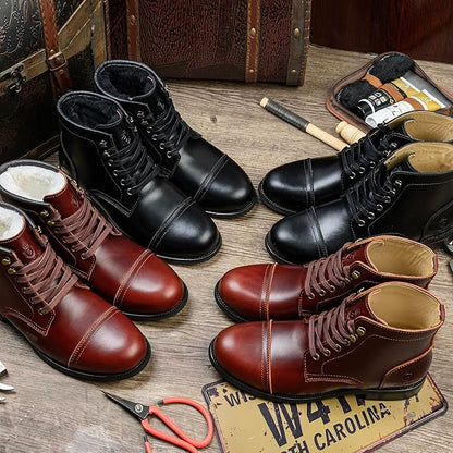 Handmade Soft Toe Men's Classic Boots wool Lining Fashion Winter Shoes