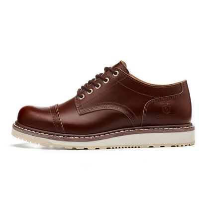 Men's Handmade Low Cup Fashion Boots Genuine Cowhide Shoes Fashion Lace Up