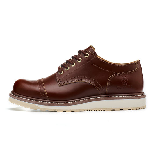 Men's Handmade Low Cup Fashion Boots Genuine Cowhide Shoes Fashion Lace Up