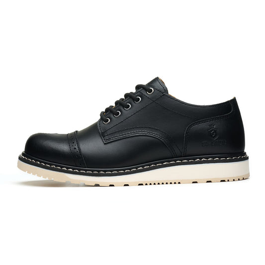 Men's Handmade Low Cup Fashion Boots Genuine Cowhide Shoes Fashion Lace Up