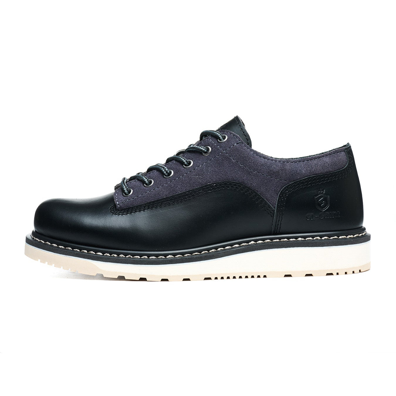 Men's Handcrafted Low-Top Fashion Boots: Genuine Leather, Two-Tone, Fashionable Lace-Up Style