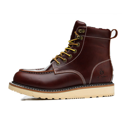 Handmade Soft Moc Toe Waterproof Good year-welted Boots 6’’ Classic Full Grain Leather Fashion