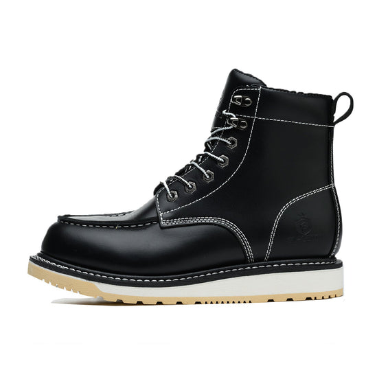 Handmade Soft Moc Toe Waterproof Good year-welted Boots 6’’ Classic Full Grain Leather Fashion