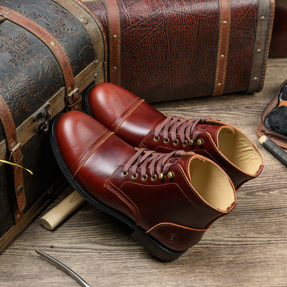 Handmade Soft Toe Men's Classic Boots Waterproof-Leather Cowhide Fashion Winter Shoes