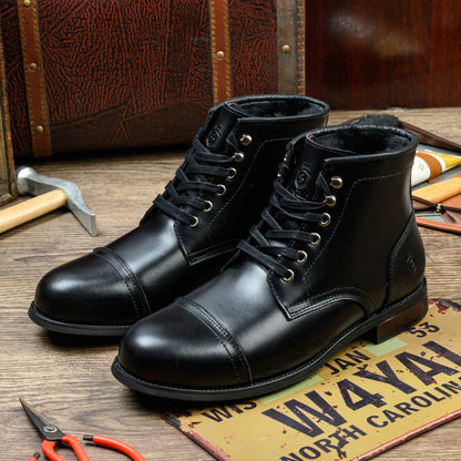 Handmade Soft Toe Men's Classic Boots wool Lining Fashion Winter Shoes