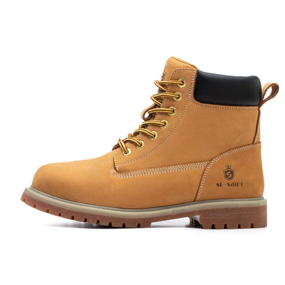 SL-Saint Waterproof Steel Toe Classic UPGRADED Work Boots For Men Industrial&Construction Insulated Safety Shoes Breathable Performance Fashion Hiking Footwear EH Tan 6 Inch